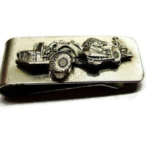 Money Clip Euclid Scraper Dirt Mover Stainless Steel Wallet Vintage Silver Tone